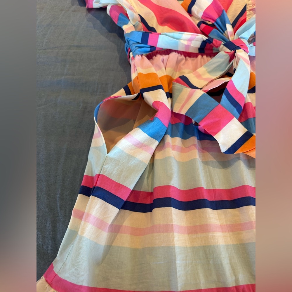 Women’s' Multi-Color Striped Ruffle Dress - Picture 9 of 10